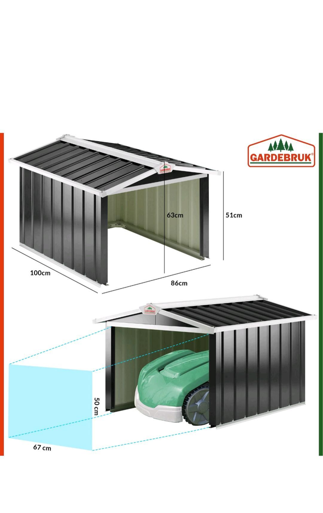 Gardebruk® Mähroboter Garage mit Satteldach – B-Ware, Anthrazit