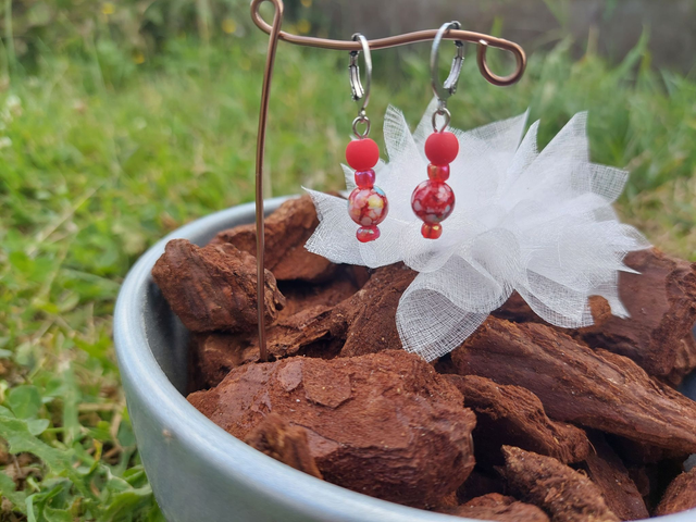 Boucle d'oreille pendante Pierre &amp; Perle