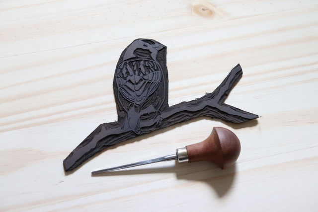 Linogravure A5 Moineau (plusieurs coloris)