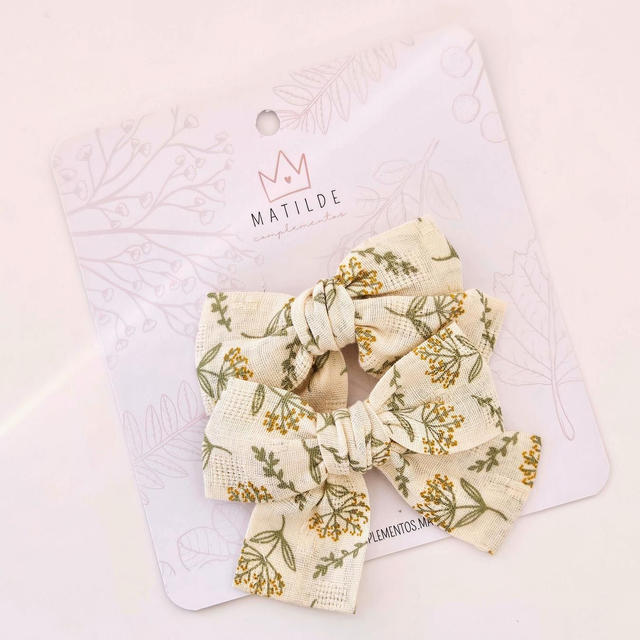 Pinza Lazo Par Verde Flores