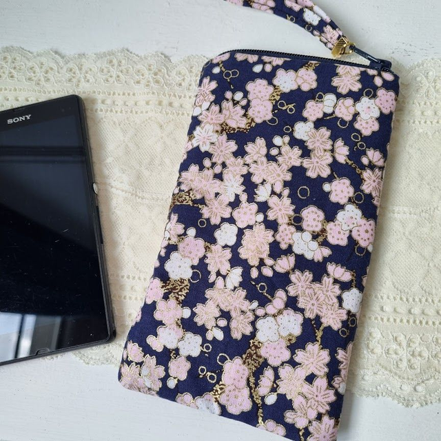 Etui zippé pour smartphone "Hinata" bleu marine