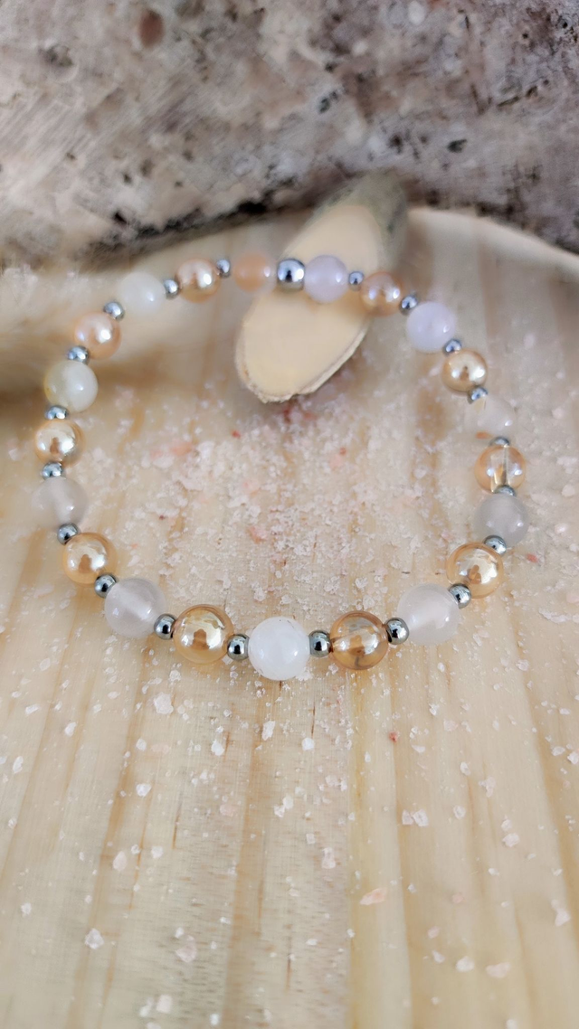 Bracelet Agate Cerise et Quartz Aura