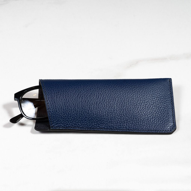 Astuccio per Occhiali | Blue Leather - Mr. Trevis