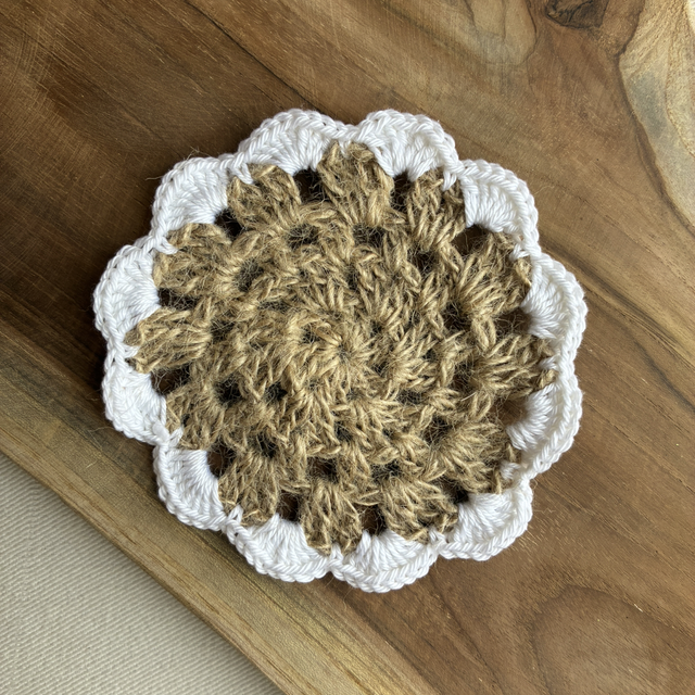 Dessous de verre Jute &amp; Blanc