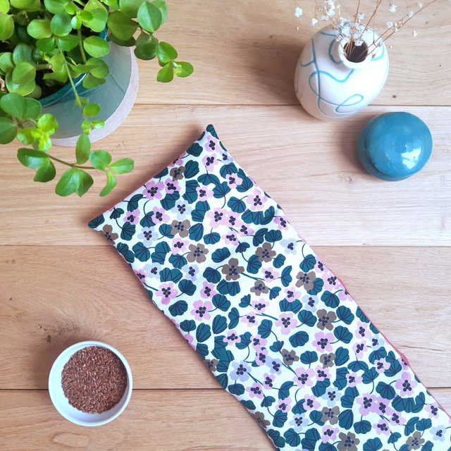 Bouillotte sèche aux graines de lin bio - Grande pour cervicales / Capucines