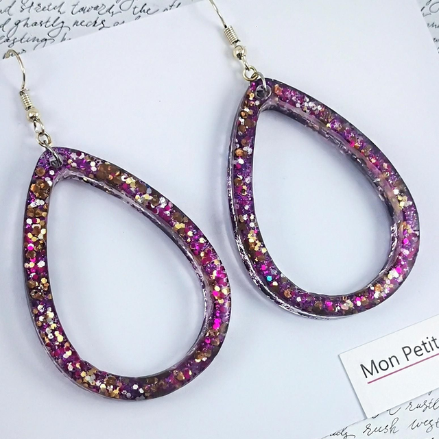 Boucles d'oreilles Gouttes VGM6 Prune