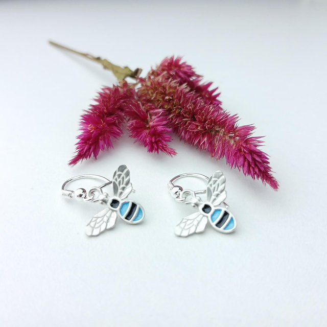 Boucles d'oreilles Abeilles en émail champlevé