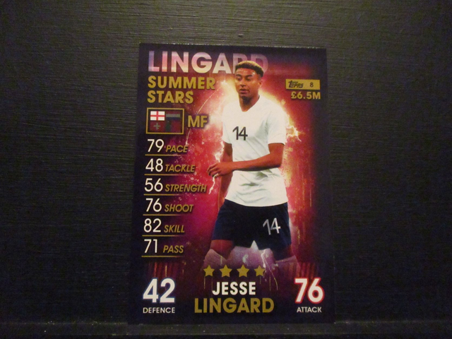 Jesse Lingard - Summer Stars Match Attax 101 Original Trading Card