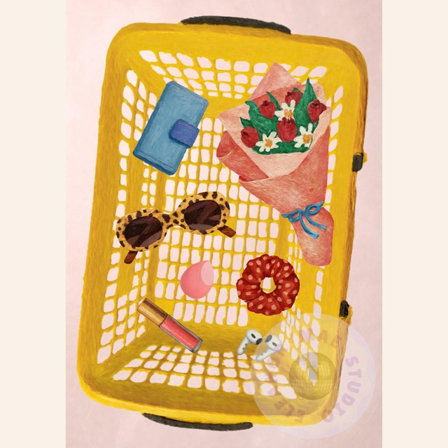'Girly Basket' - A4 Print