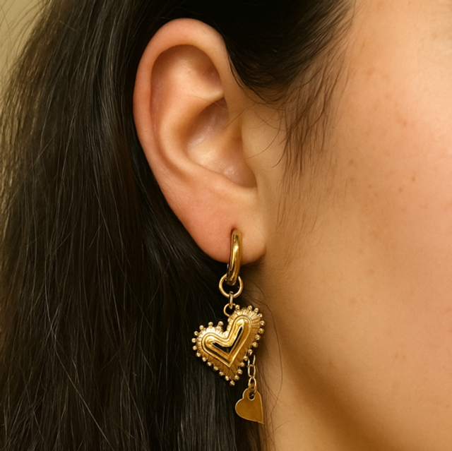 Oorbellen hart goud 