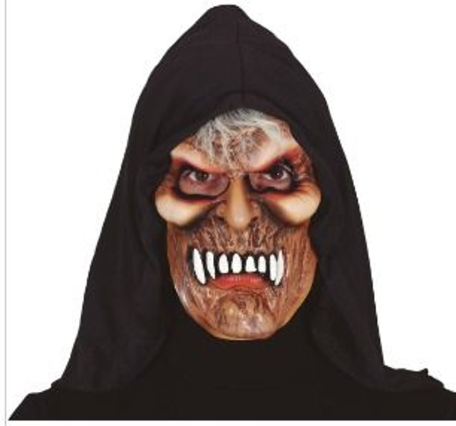 HALLOWEEN ,  20516 MASCHERA VAMPIRO CON CAPPUCCIO PVC