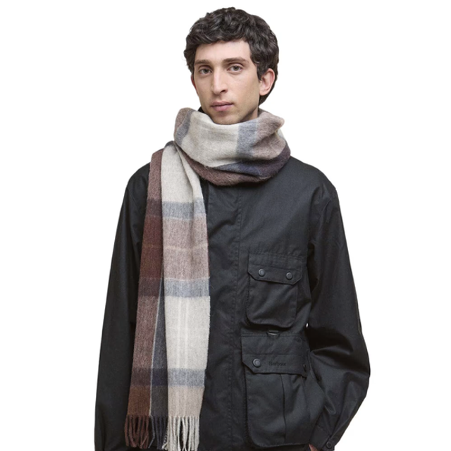 Barbour Inverness Tartan Lambswool Scarf Midnight Oak Tartan