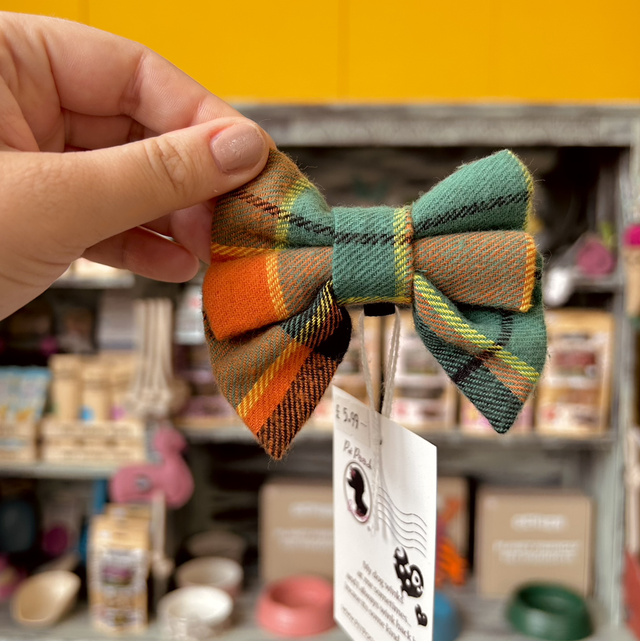 Pet Pooch Boutique Squirrel Chaser Tartan SAILOR Dog Bow Tie - Small