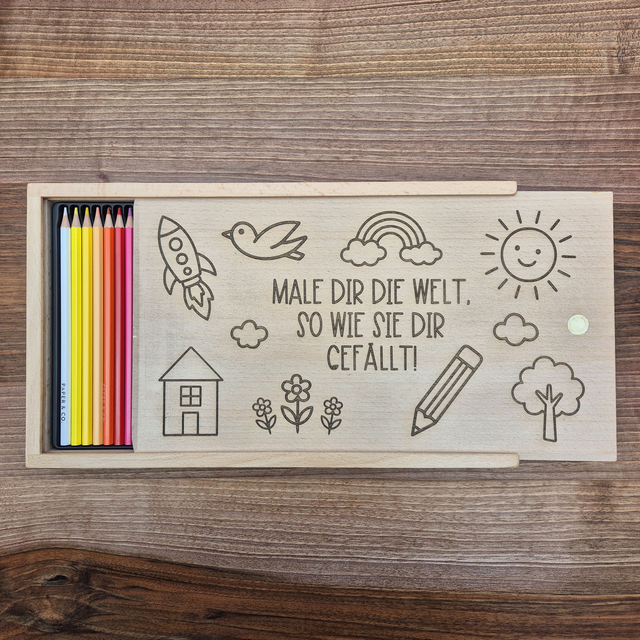 Farbstiftschachtel inkl. 40 Farbstifte, MALE DIR DIE Welt....