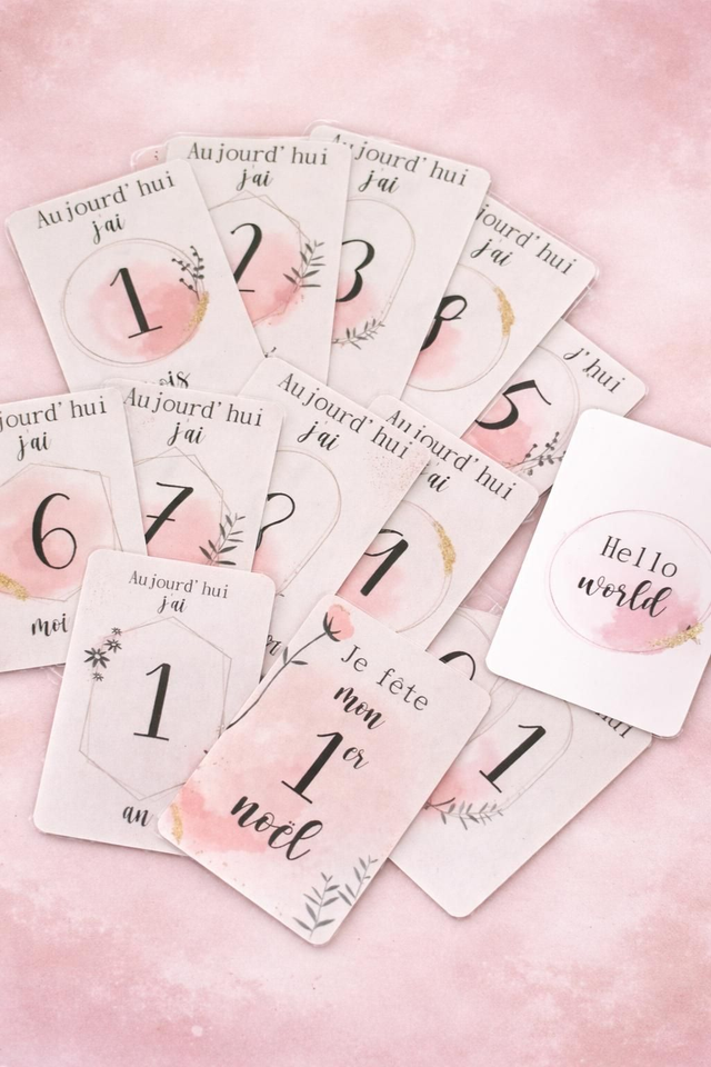 Cartes étapes bébé _ thème CHAMPETRE