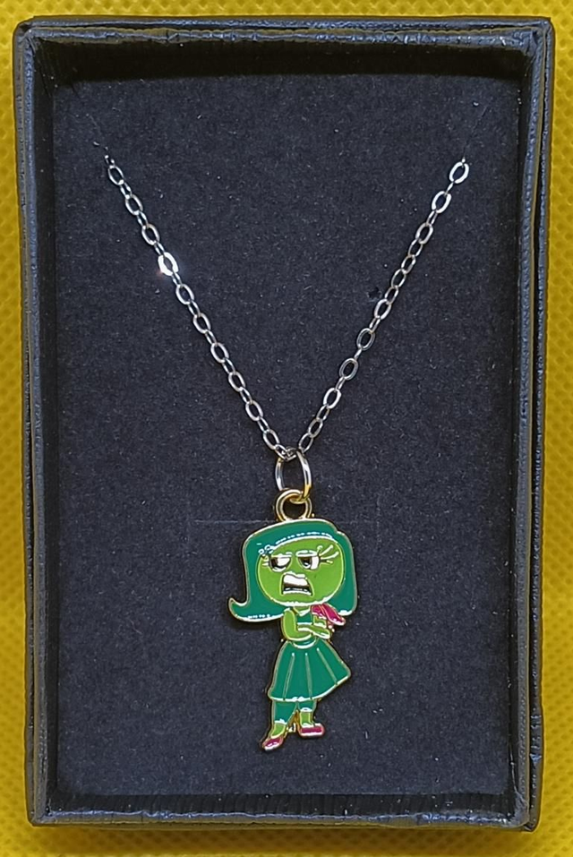 Enamel Inside Out Disgust Pendant Necklace.