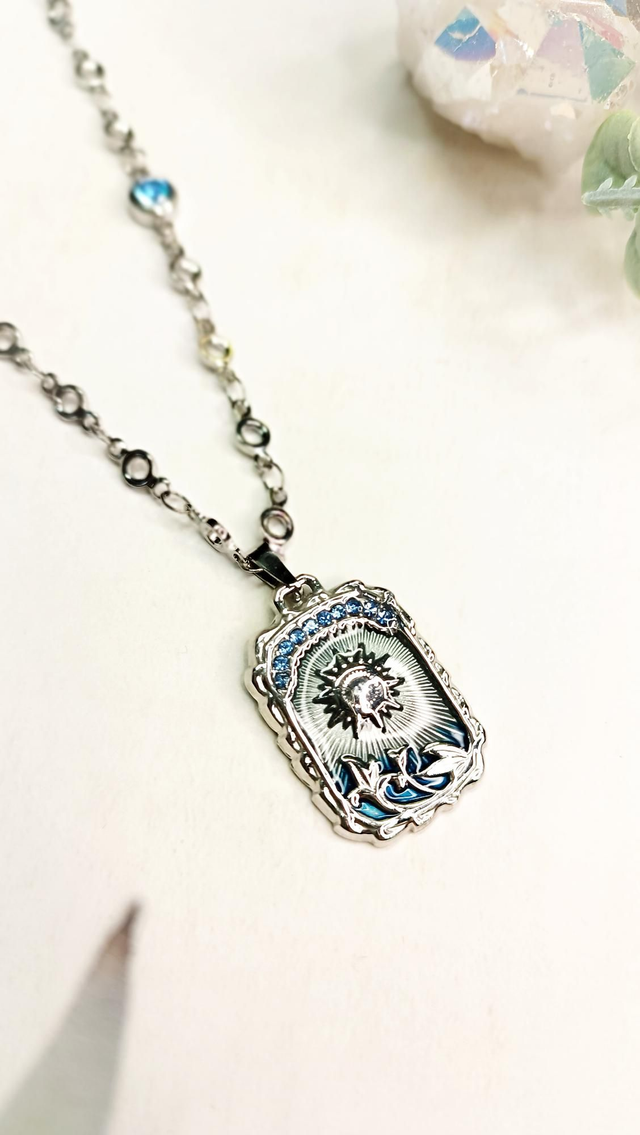 Collier SURYAH - Argenté - Bleu Nuit