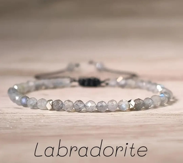 Bracelet en Labradorite - ajustable - 4mm