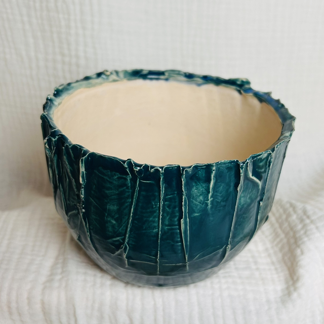 Pot plissé vert jade