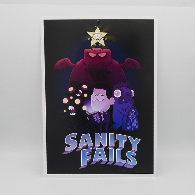 SIGNED A4 Art Print - Sanity Fails - Lovecraft, Cthulhu, Bücher 