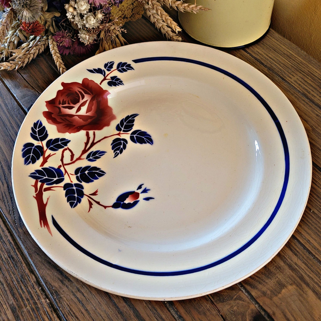 Plat rond vintage K&G Lunéville modèle Chantal