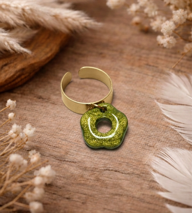 Doré 6mm Pampille Kaki Pailleté