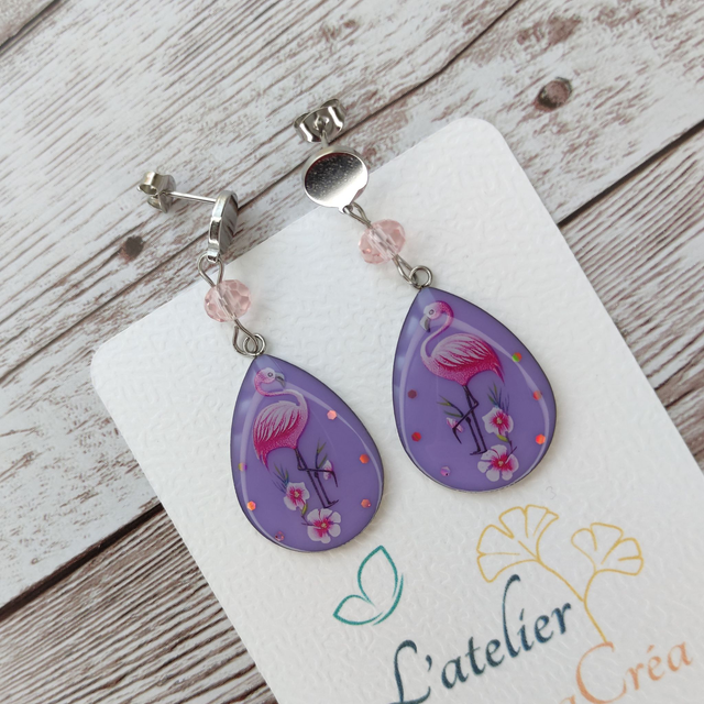 Boucles &quot;Lola&quot; Flamand rose