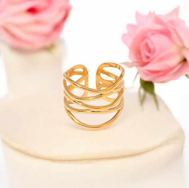 Bague YSALIE Doré | Ajustable en acier inoxydable 