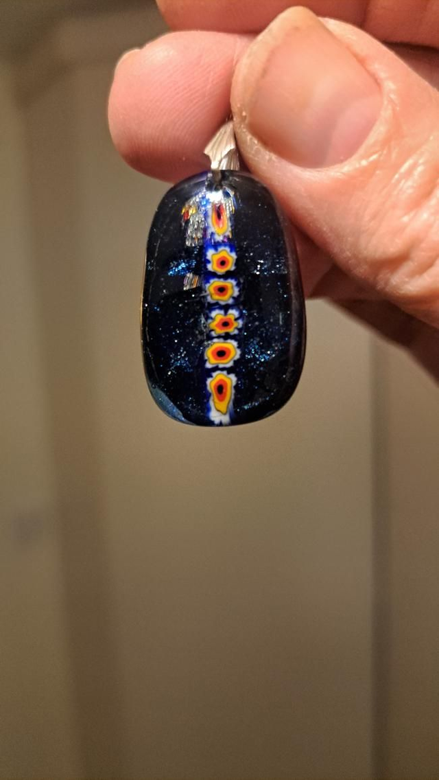 Aventurine blue floral pendant 