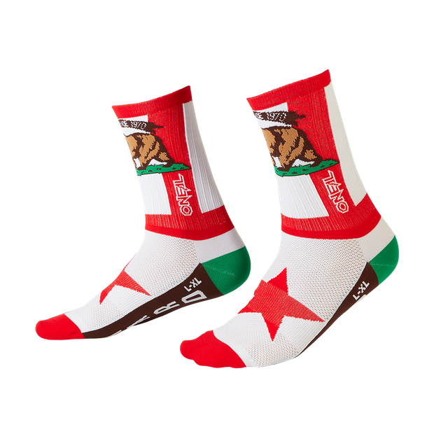 O'NEAL MTB PERFORMANCE SOCK CALIFORNIA RED/WHITE/BROWN (39-42)