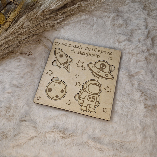 Puzzle bois personnalisé Espace pour enfant bébé, jeu éducatif et d&#039;éveil - Idée cadeau garçon et fille
