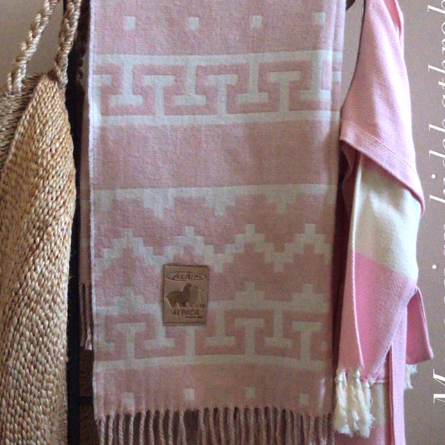 Alpaca en katoen deken  roze 170 x 130cm