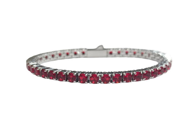  bracciale tennis in acciaio L316 anallergico con zirconi colorati mm4 regalo uomo donna disponibili in diverse Misure ROSSO