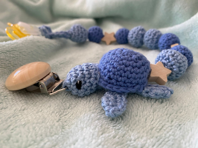 Attache sucette Tortue bleue