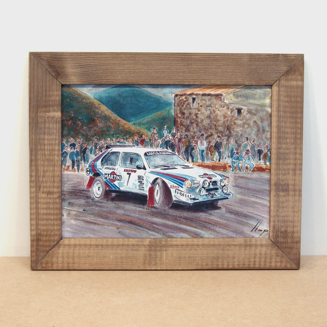 Artimotor enmarcado 28x35 - 1986 Henri Toivonen Lancia Delta S4 1º rallye Montecarlo