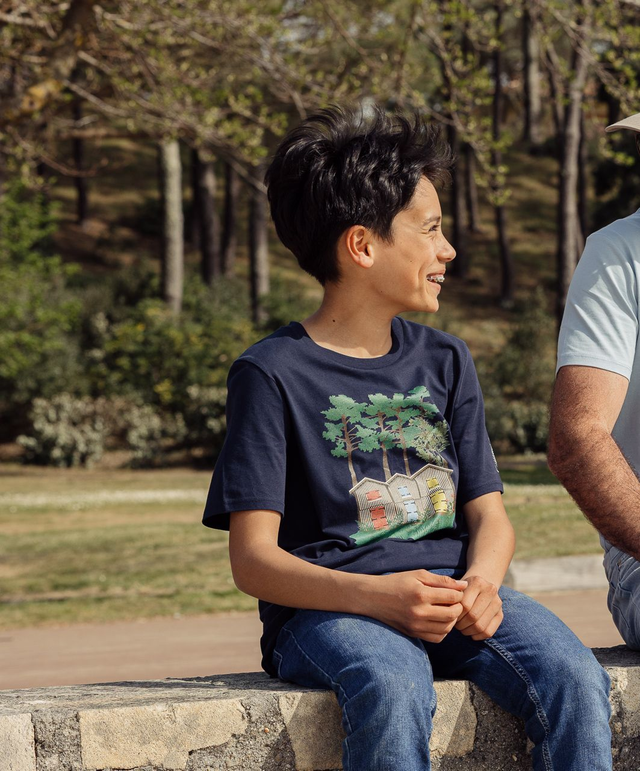 CABANES - T-SHIRT ENFANT BLEU MARINE