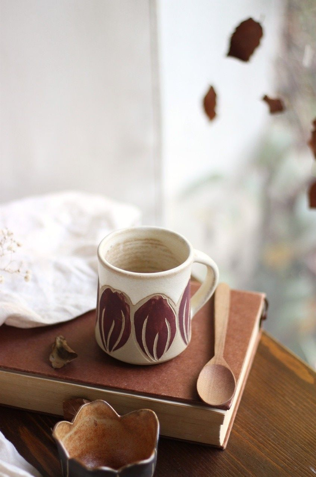 Tasse droite "tulipe violette" 20cl