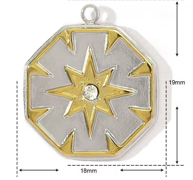 Charm ottagono Bicolor stella centrale  