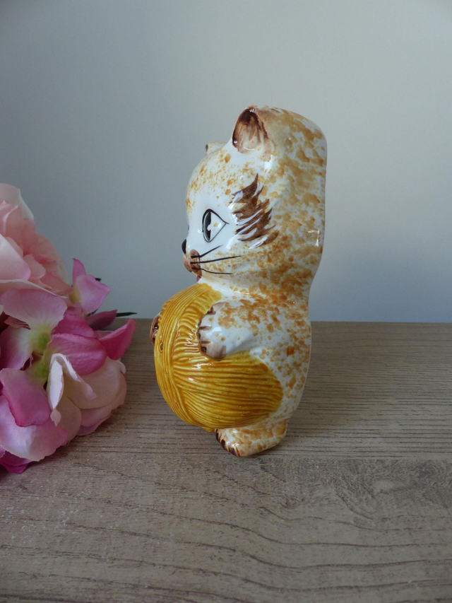 Ravissant Dévidoir à Ficelle de Cuisine Chat en Céramique, Porte Ficelle Chat Décoration Bureau Buanderie Cellier Cuisine Atelier