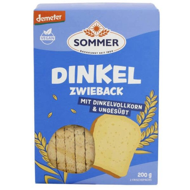 Sommer Dinkel Zwieback 200g Packung