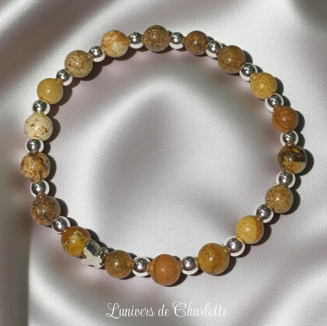 Bracelet "Jaspe paysage" - Perle 6 mm - REF51