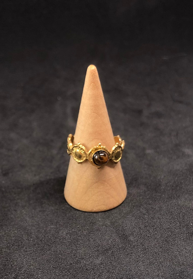 Bague métal et œil du tigre