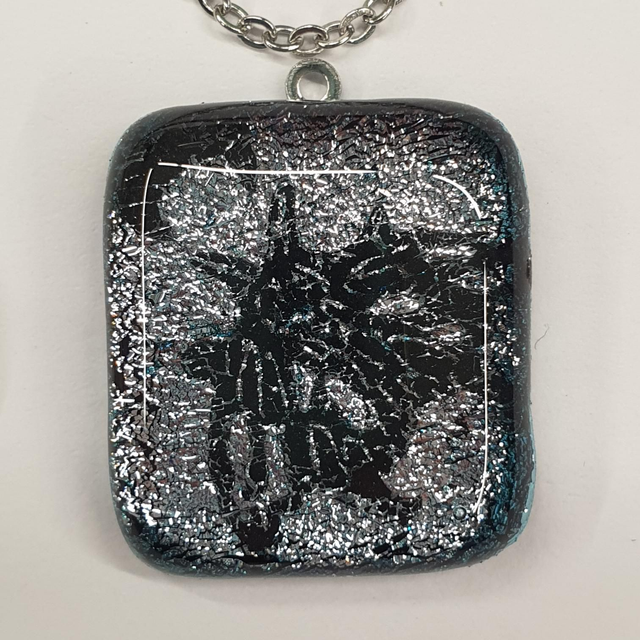 Black and silver moth pendant NEW 