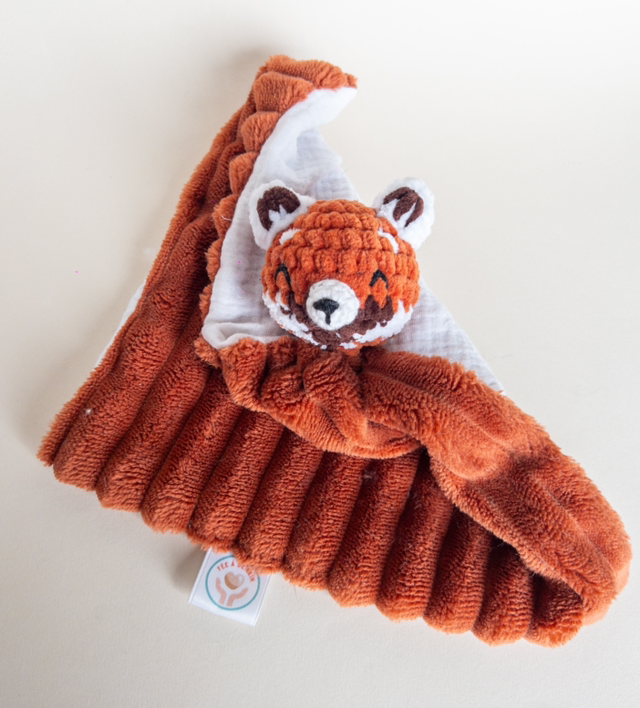 Doudou tissu - PANDA ROUX (tissu roux)