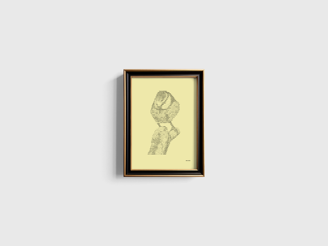 A4 Schreibmaschinenbild Meise 2 in Schwarz auf Elfenbein