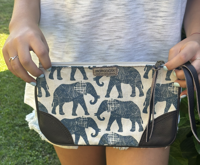 Mini Clutch Elephant Natural/Blue