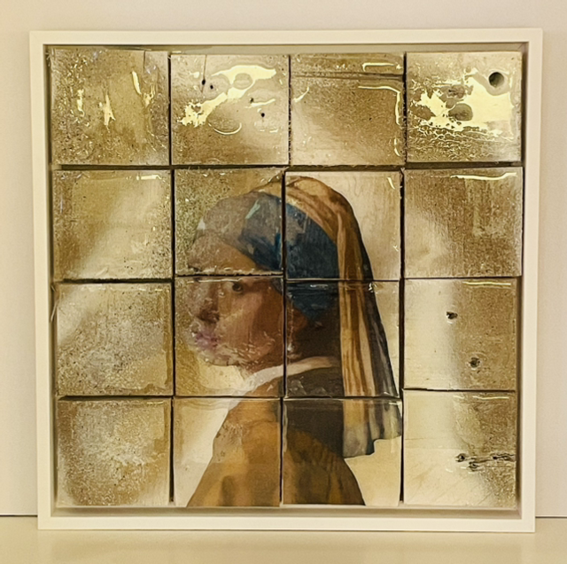 Mosaik Mädchen mit dem Perlenohrring braun-beige - Jane Framer 