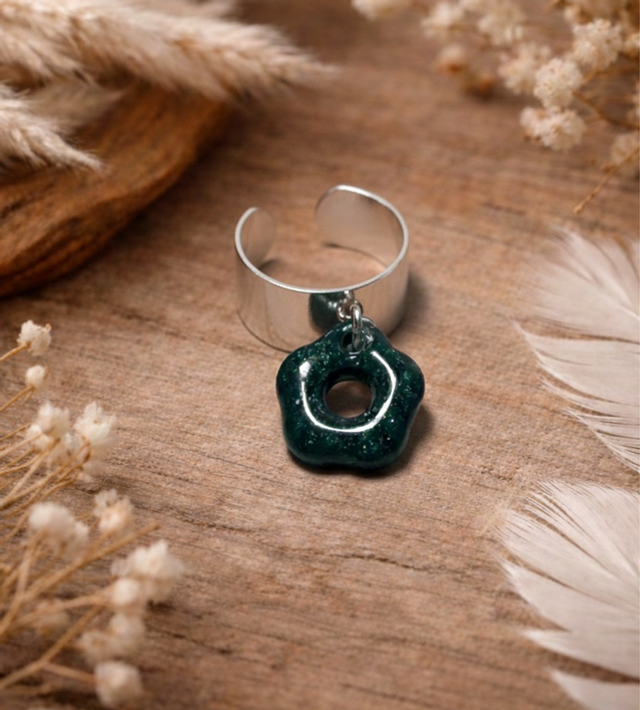 Argent 10mm Pampille Bleu Canard Pailleté