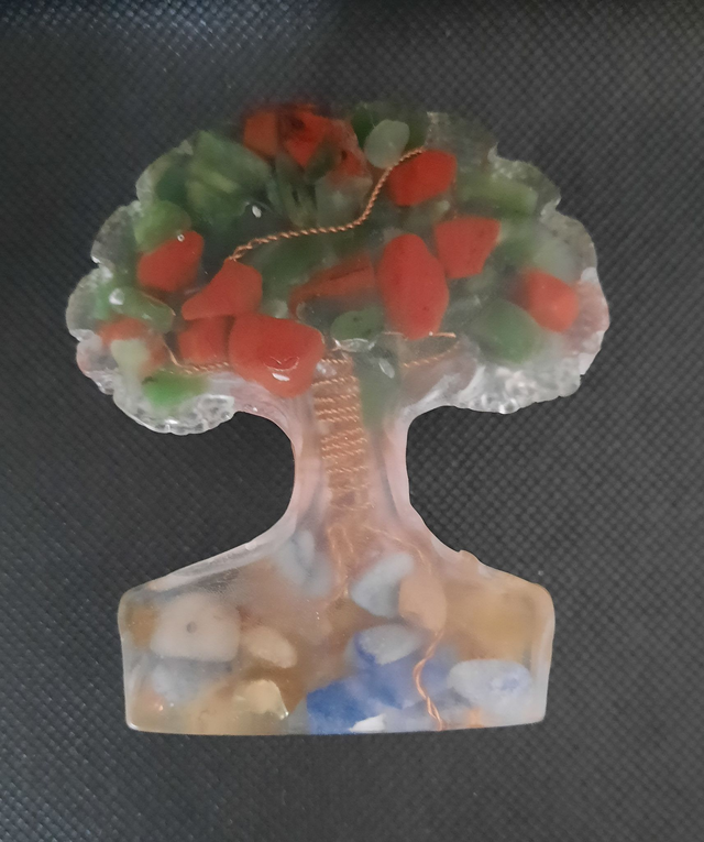 Arbre décoration Aventurine bleue / Agate jaune / Jade néphrite / Jaspe rouge