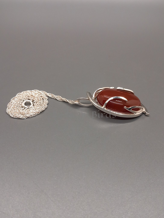 Carnelian and Sterling Silver Flowing Pendant Necklace